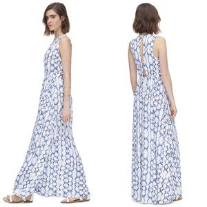 Rebecca Taylor maxi dress, white and blue, size XS